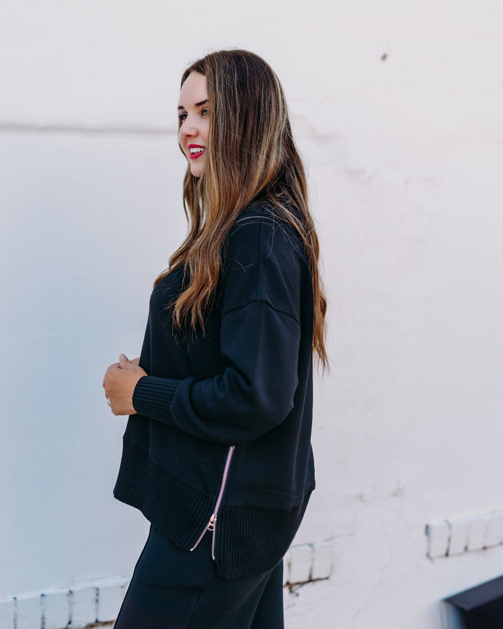 Varley: Barker High Neck Sweat in Black