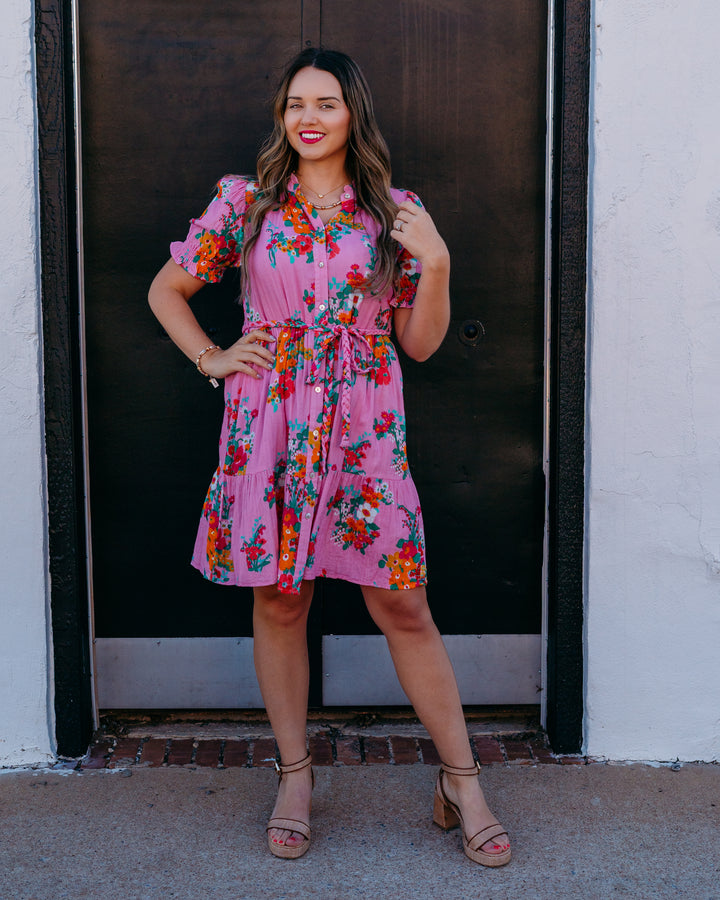 Uncle Frank: Floral Gauze Dress in Pink Floral Shawter (74636)