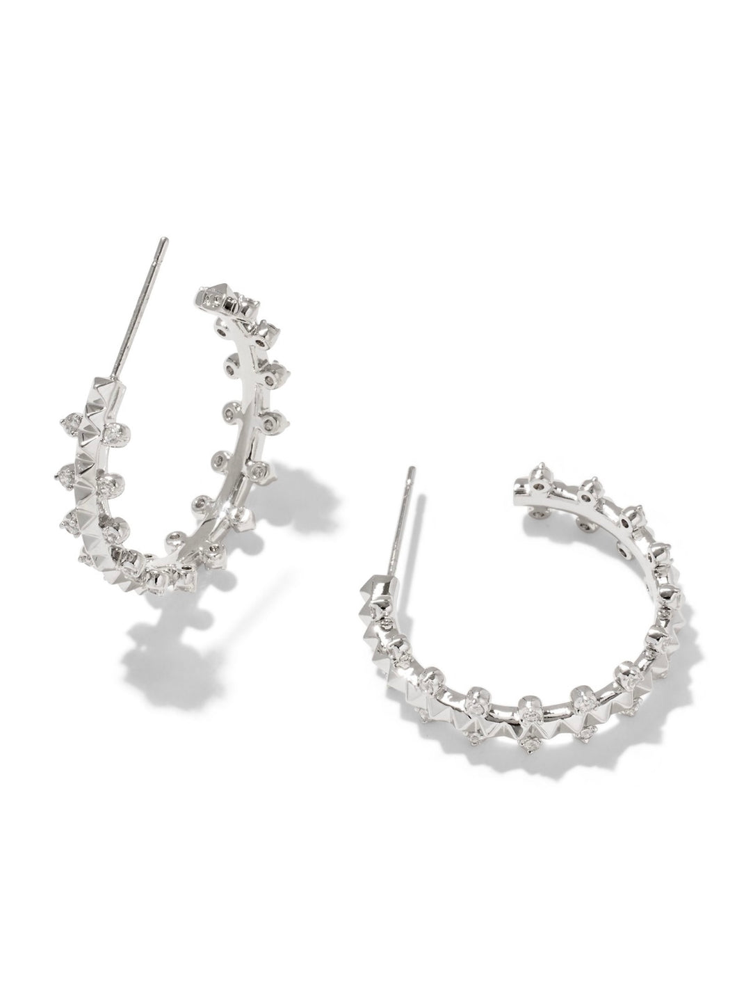 Kendra Scott: Jada Small Hoop Earrings in Silver Crystal