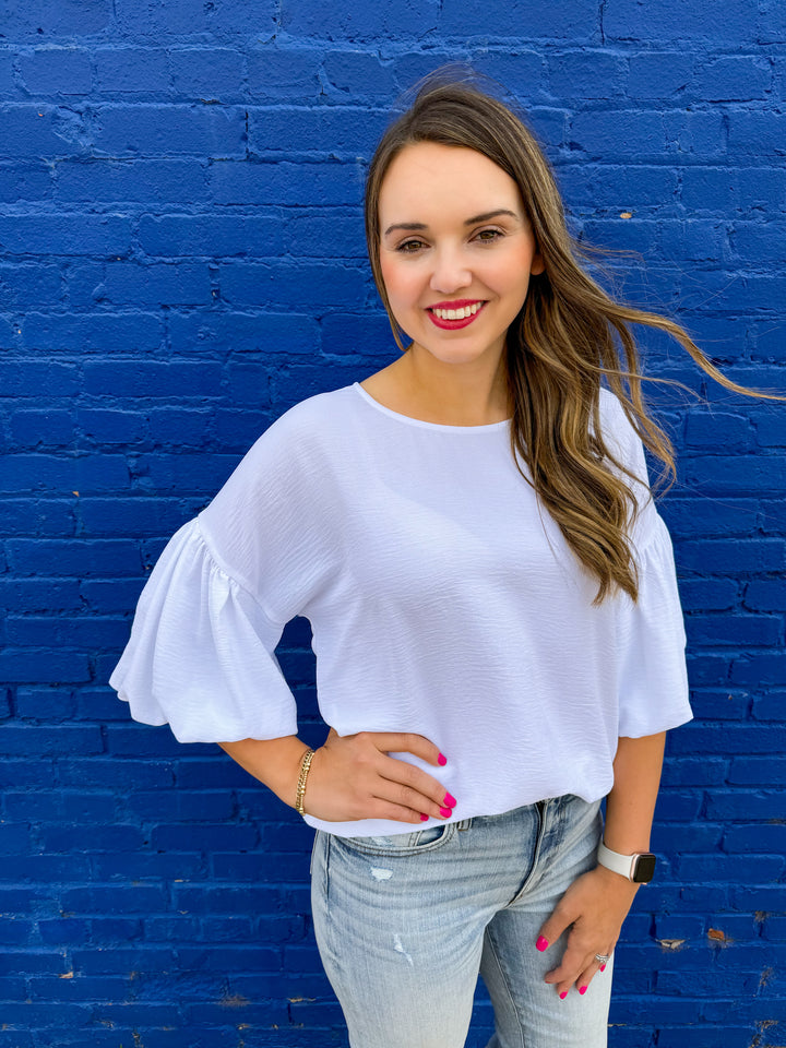 Ivy Jane: Puff Sleeve Basic in White 650353