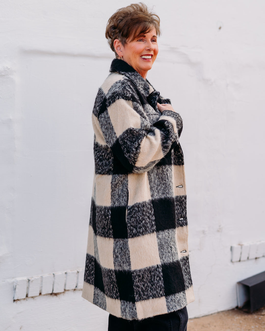 Dear John: Carmine Black/Cream Plaid Cardigan
