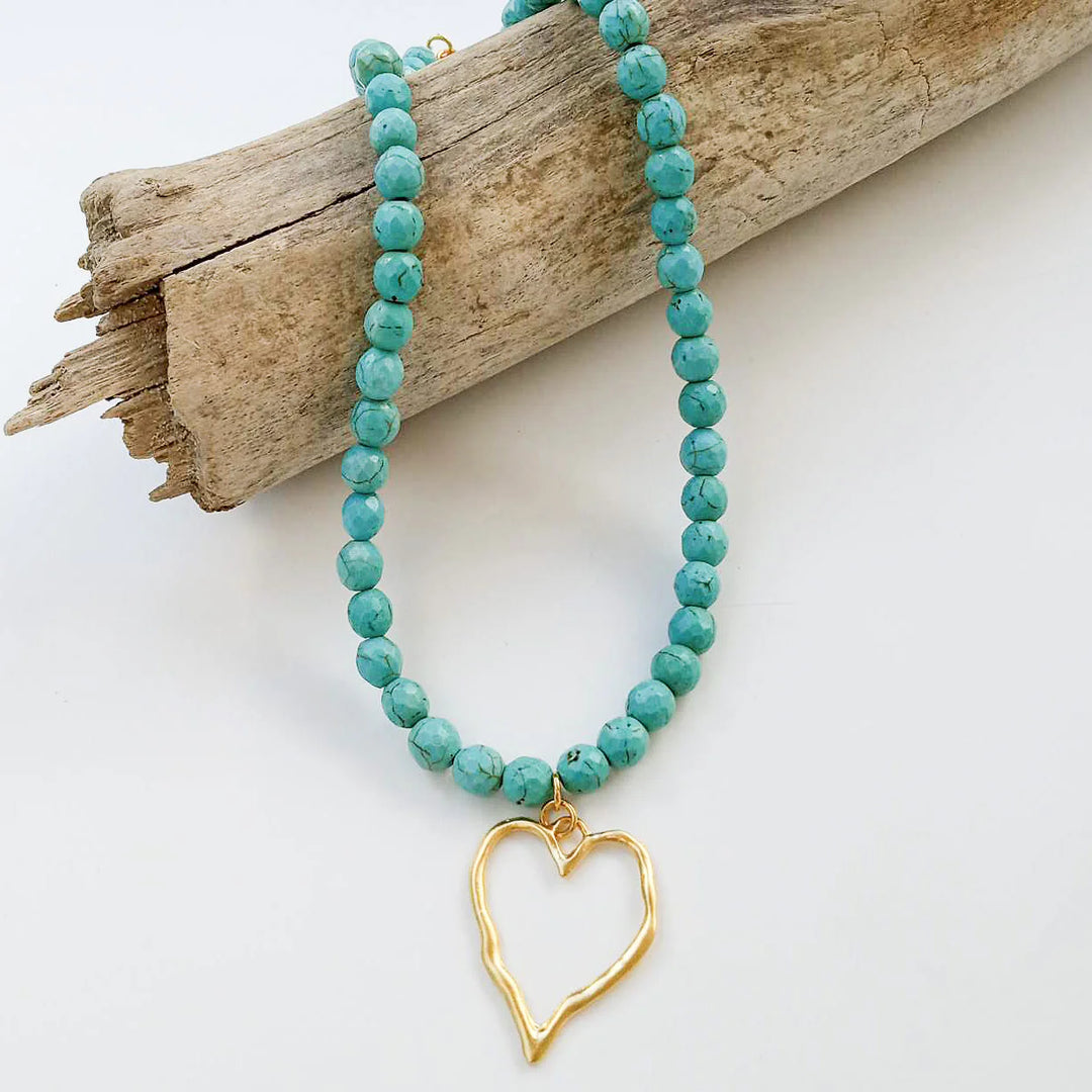 Virtue: 8mm Gemstone Necklace w/ Heart (8300H)