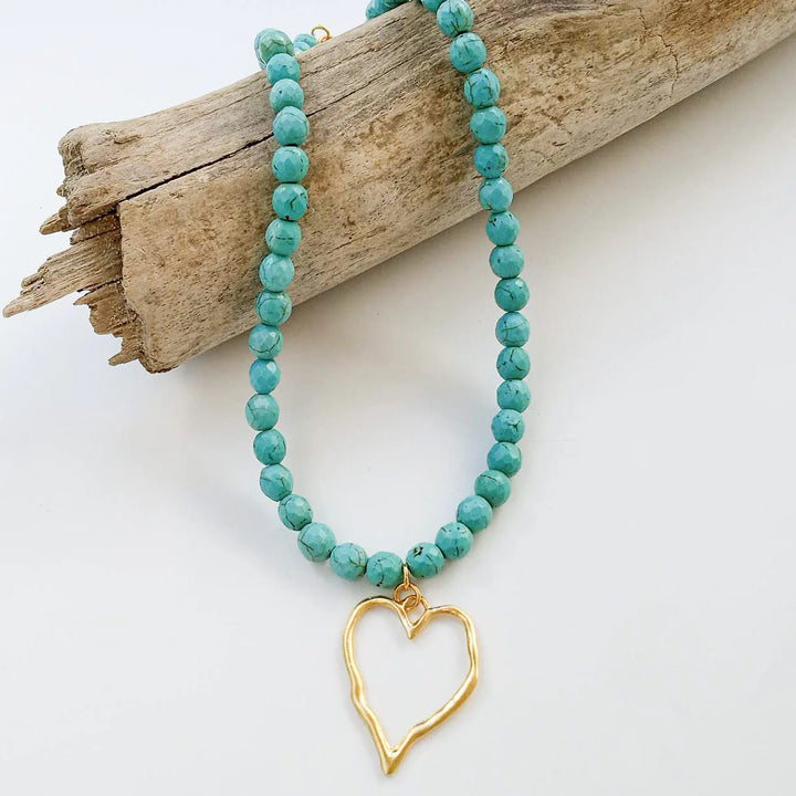 Virtue: 8mm Gemstone Necklace w/ Heart (8300H)
