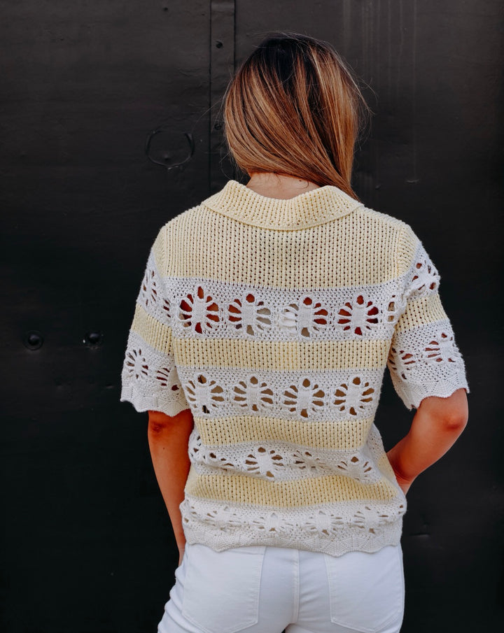 Another Love: Andrine Top in Cream and Yellow