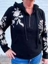 Load image into Gallery viewer, Johnny Was: Junie Metallic Thermal Hoodie in Black
