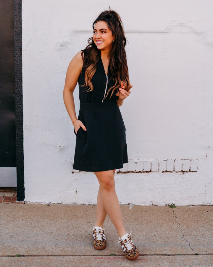 Varley: Polyanna Half Zip Dress in Black (VAR03164) - The Vogue Boutique