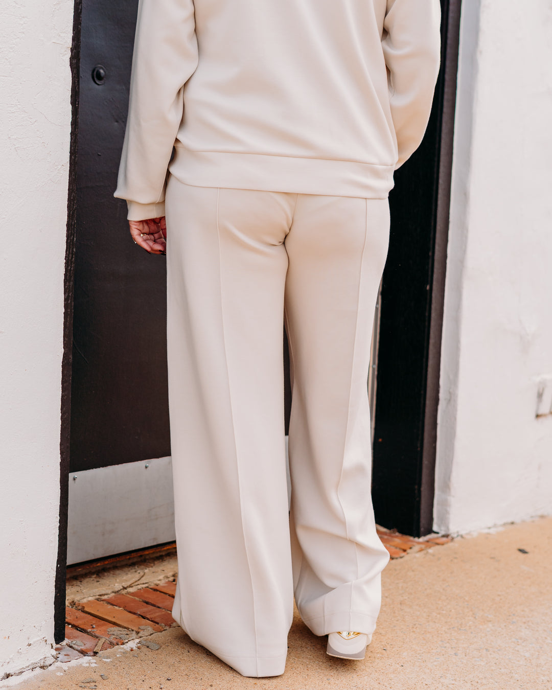 Joseph Ribkoff: Scuba Jersey Wide Leg Pull-On Pants in Birch