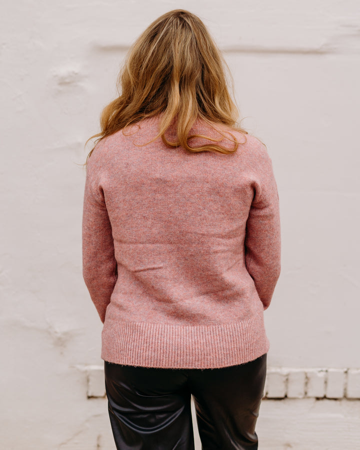 Charlie B: Mock Neck Sweater With Fancy Button at Neck in Primrose