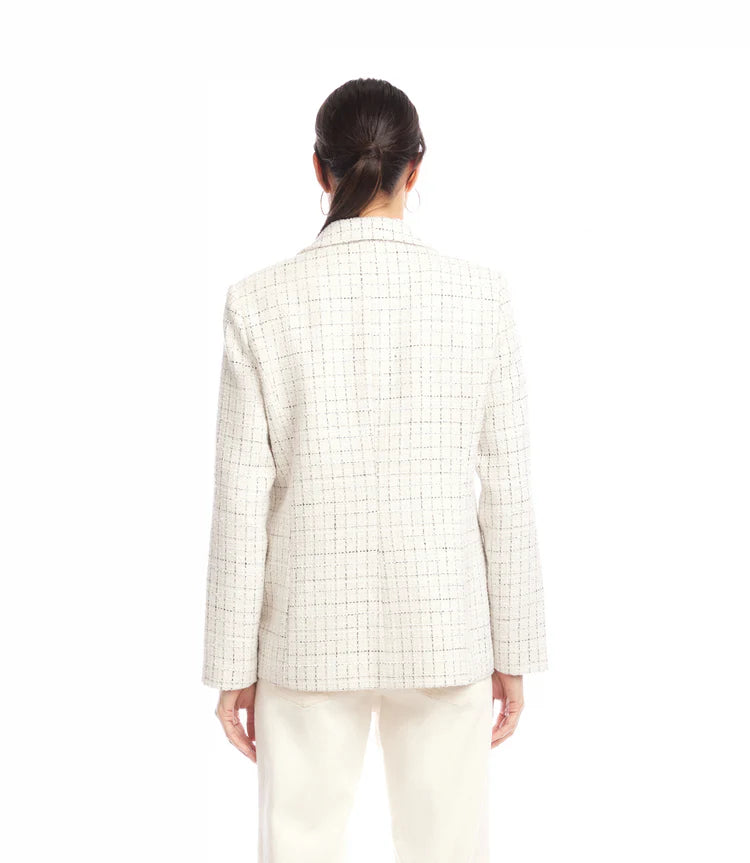 Karen Kane: Tweed Blazer in Black/Off White