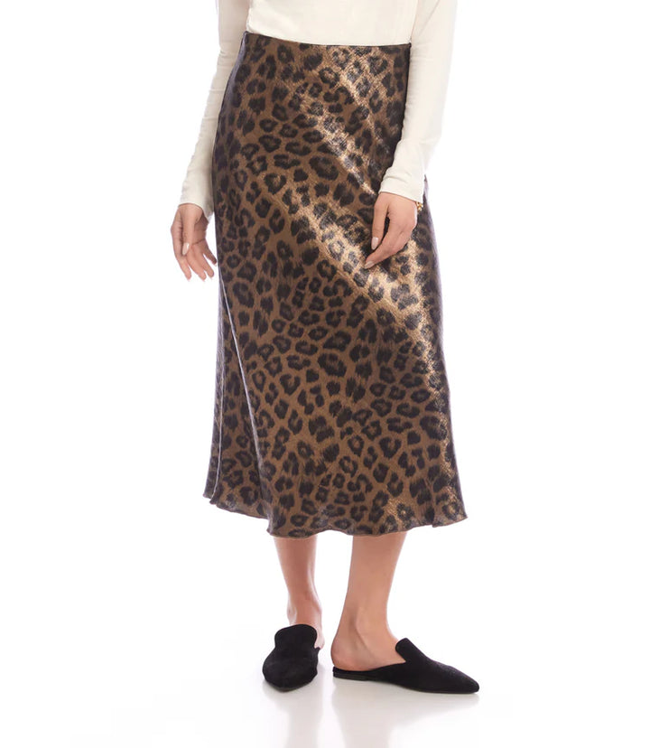 Karen Kane: Bias Cut Midi Skirt in Leopard 3L36009