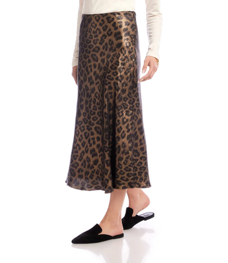 Karen Kane: Bias Cut Midi Skirt in Leopard 3L36009