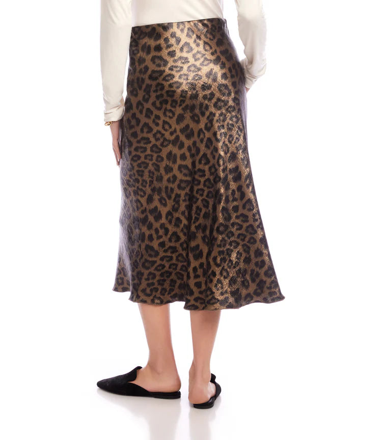 Karen Kane: Bias Cut Midi Skirt in Leopard 3L36009