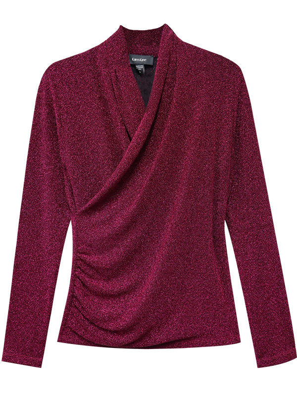 Karen Kane: Crossover Shirred Side Top in Magenta