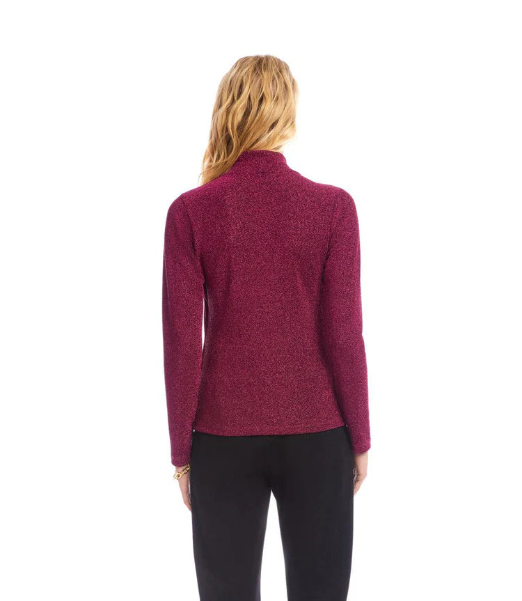 Karen Kane: Crossover Shirred Side Top in Magenta