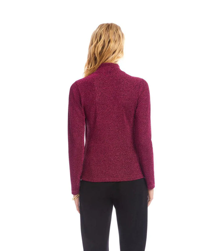 Karen Kane: Crossover Shirred Side Top in Magenta