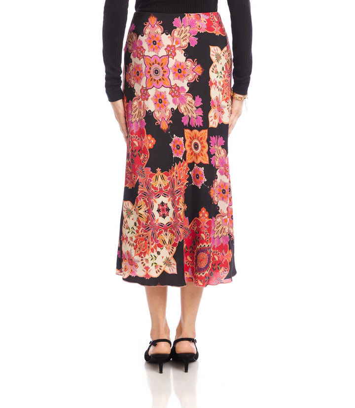 Karen Kane: Bias Cut Midi Skirt in Rosy Rebel