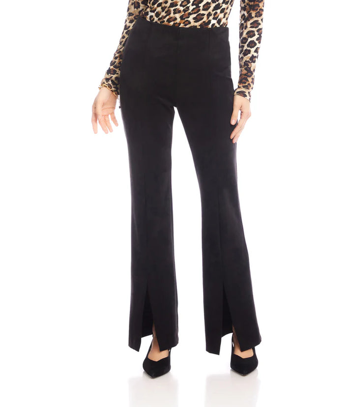 Karen Kane: Faux Suede Front Slit Pants in Black 3L71511