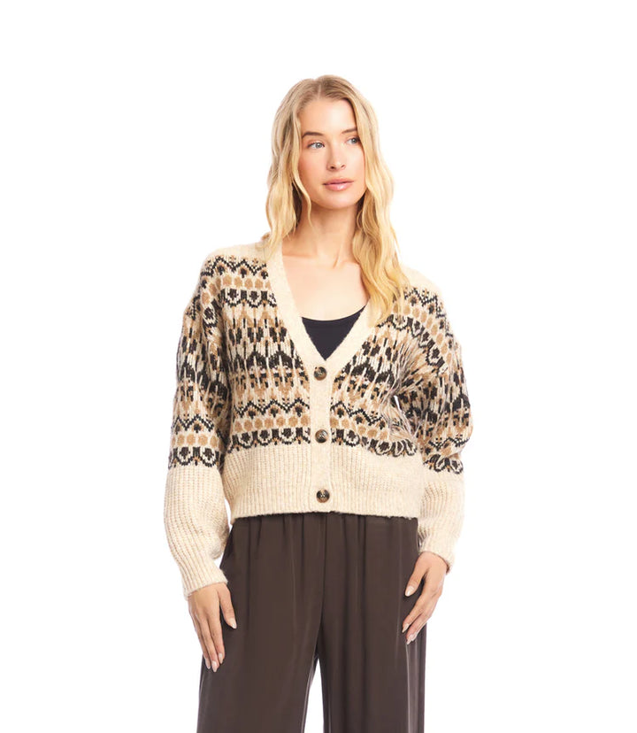 Karen Kane: Jacquard Cardigan Sweater in Multi Color 3L89145