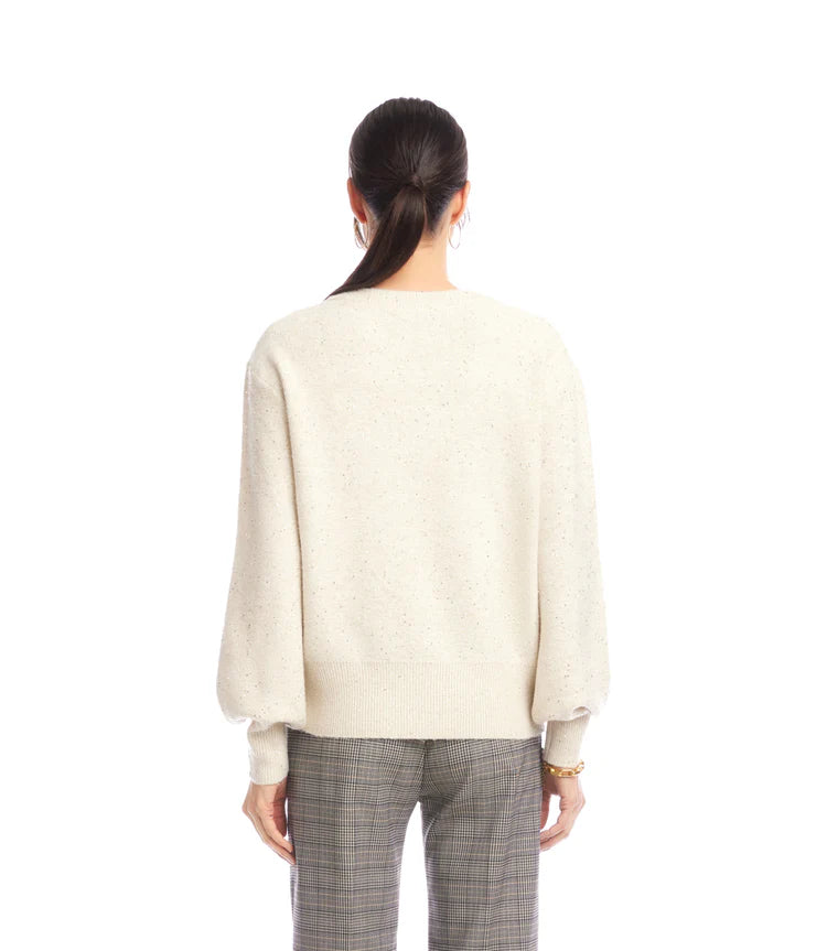 Karen Kane: Sequin V-Neck Sweater in Sand 3L89982