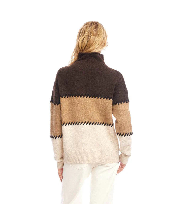 Karen Kane: Contrast Stitch Sweater in Multi Color 3L89983