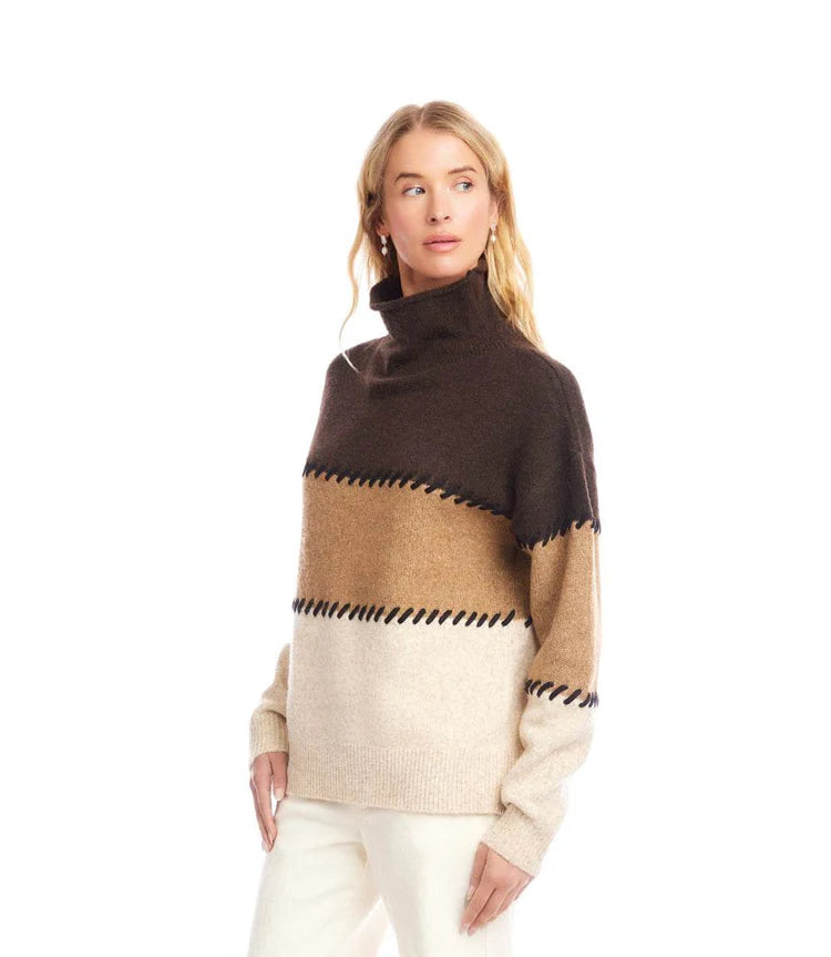Karen Kane: Contrast Stitch Sweater in Multi Color 3L89983