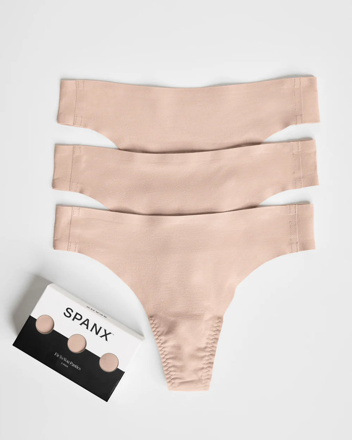 Spanx: Smooth Fit-To-You Modal Thong 3-Pack Box in Champ Beige X3