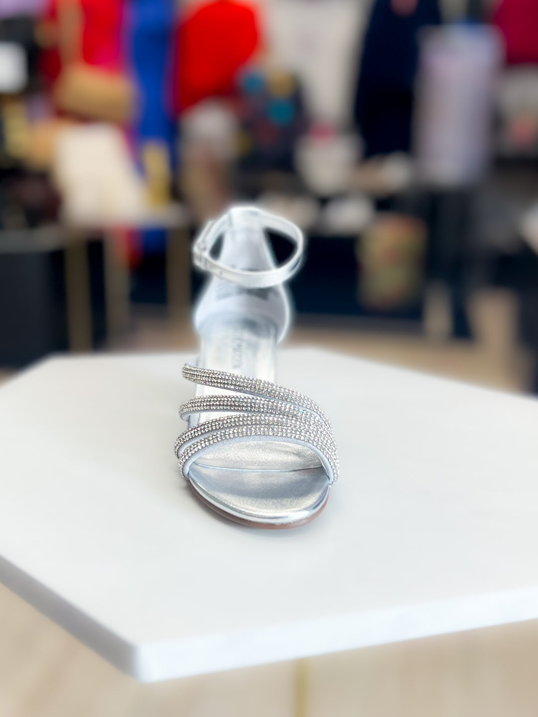 Steve Madden: Kids Haze Embellished Strappy Ankle Wrap Dress Sandals in Silver