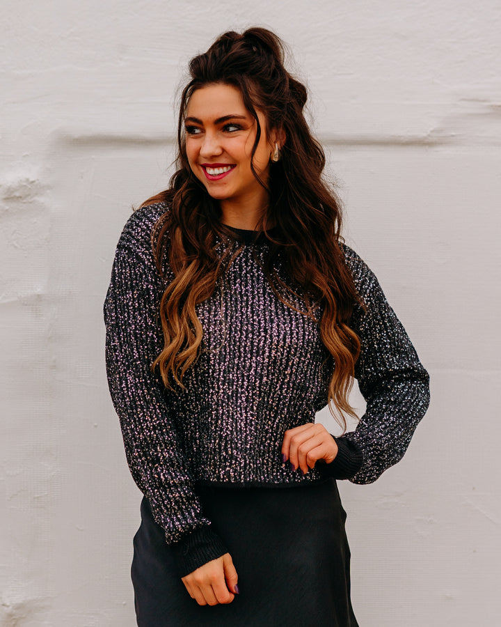 Z Supply: Gleam Sequin Sweater in Black