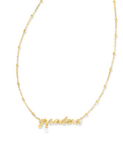 Load image into Gallery viewer, Kendra Scott: Grandma Script Necklace in Gold White Pearl
