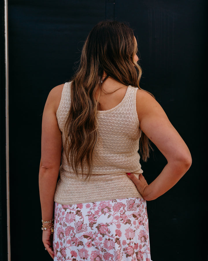Esqualo: Singlet Knit Sequins in Natural (HS2602214) - The Vogue Boutique