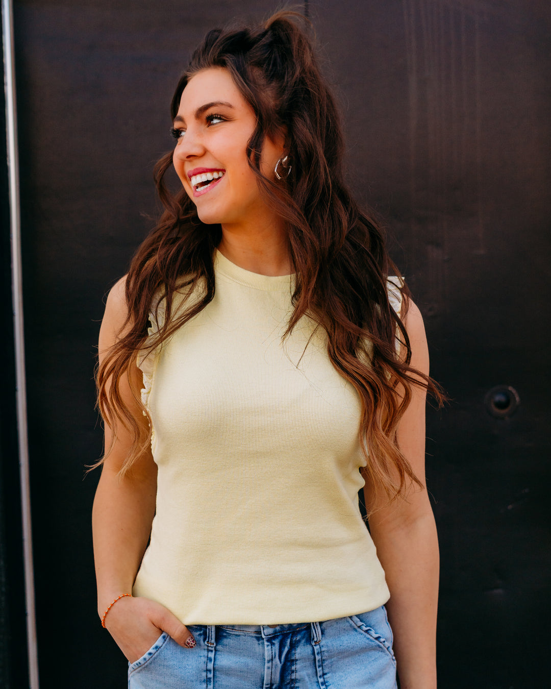 Dear John: Bridget Tank Top in Pale Lime Yellow - The Vogue Boutique