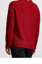 Load image into Gallery viewer, Tribal: Long Sleeve Crew Neck Cables Sweater in Earth Red
