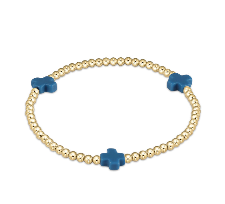 Enewton: Signature Cross Bracelet Gold Pattern Bead in Cobalt