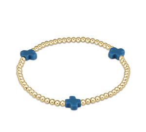 Enewton: Emewton: Signature Cross Bracelet Gold Pattern 3mm Bead in Cobalt