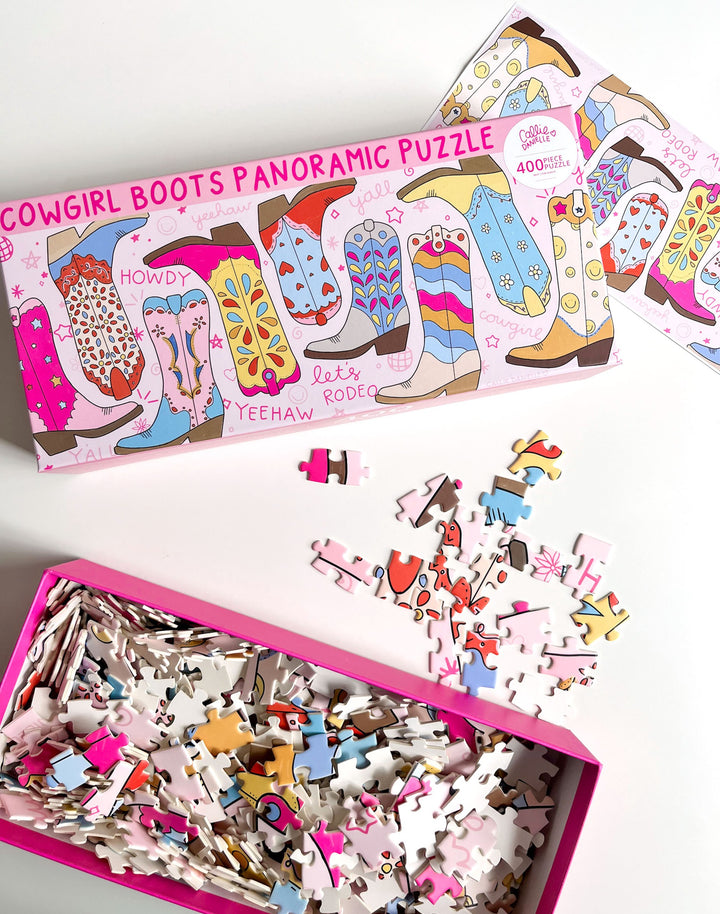 Callie Danielle: Western Cowgirl Boots - 400 Piece Panoramic Jigsaw Puzzle