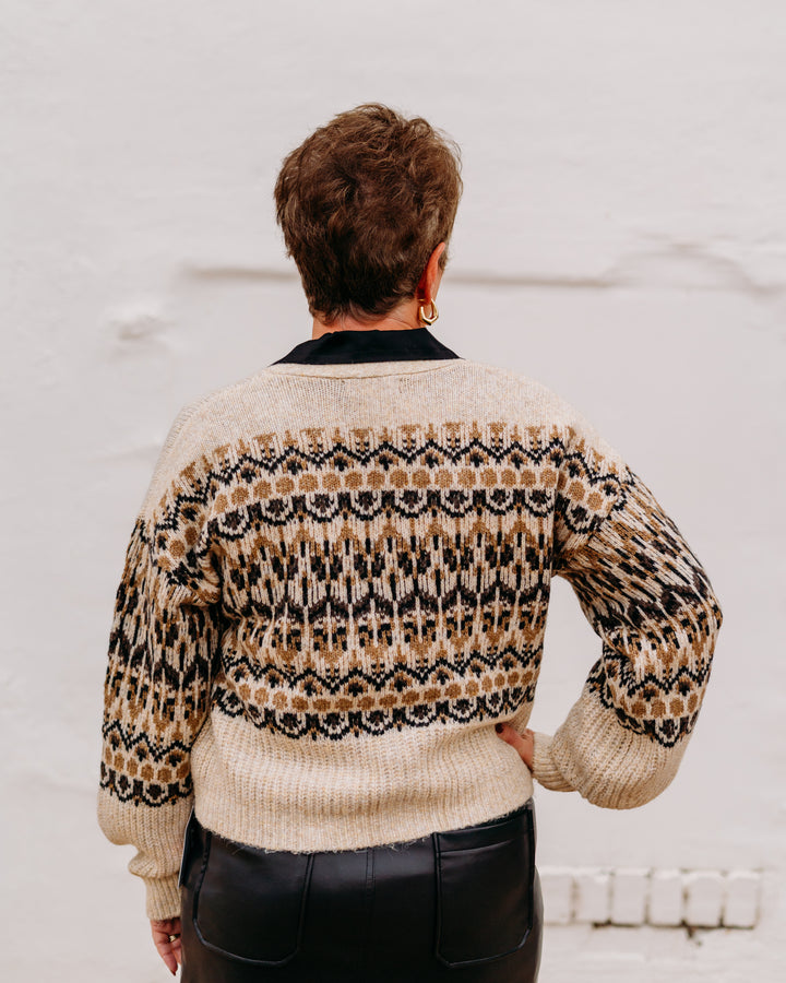 Karen Kane: Jacquard Cardigan Sweater in Multi Color 3L89145