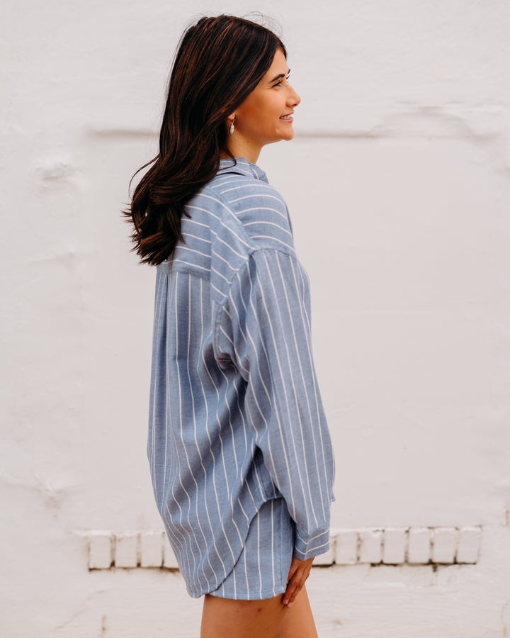 Z Supply: River Plaid Button Up in Blue Velvet