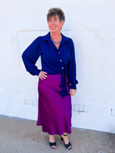 Load image into Gallery viewer, Karen Kane: Bias Cut Midi Skirt in Magenta
