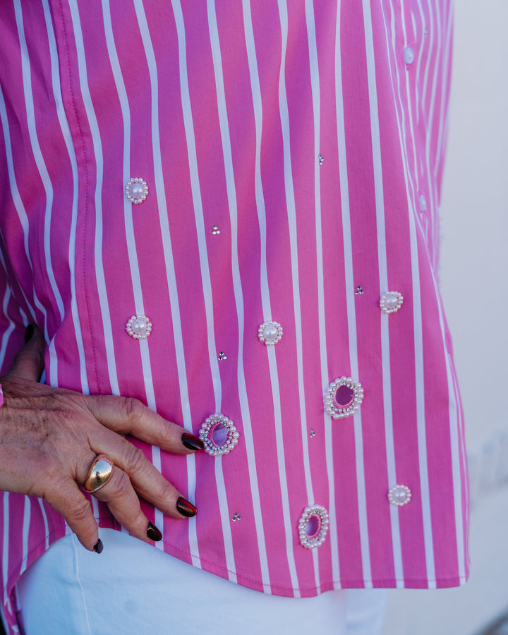 Joseph Ribkoff: LDS Blouse in Pink Pearl Stipes (4496) (261966)
