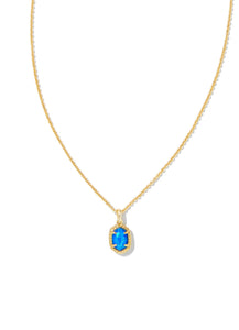 Kendra Scott: Daphne Framed Short Pendant Necklace in Gold Bright Blue Kyocera Opal