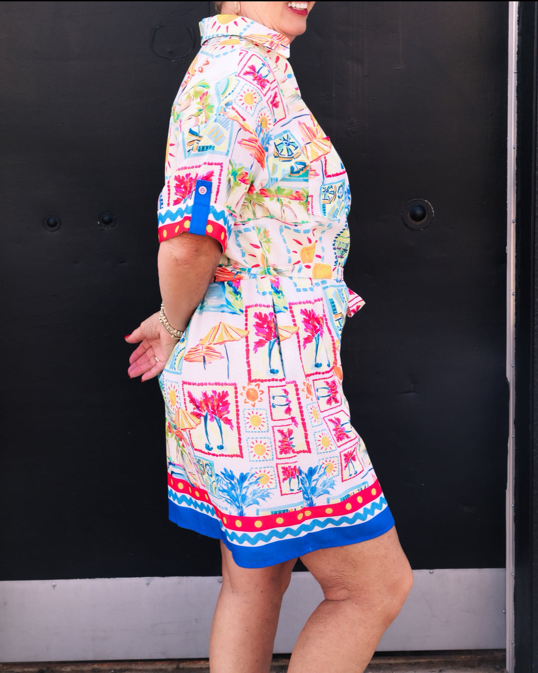 Joy Joy: Placket Shirt Dress in Sunny Vacay (77D4982)