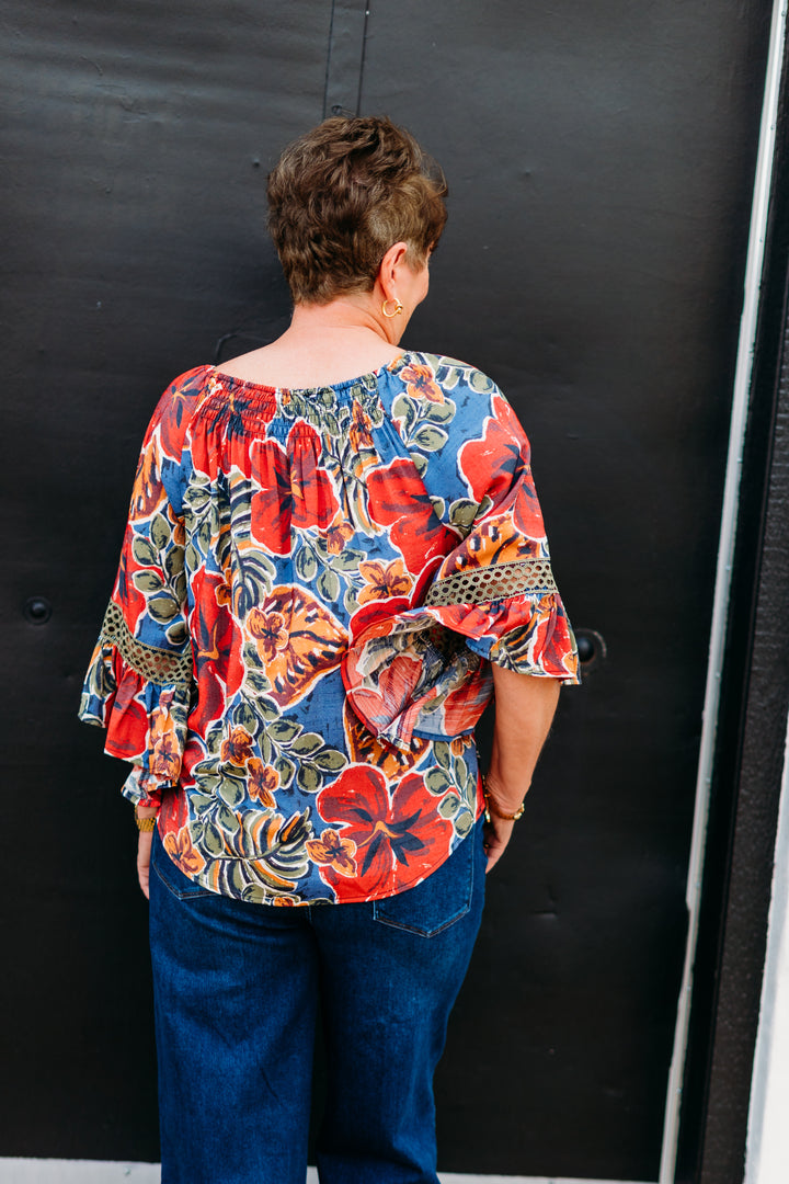 Multiples: (Bohemian Rhapsody)  3/4 Flounce Raglan Sleeve Elastic and Shirred neck (M35504TM)