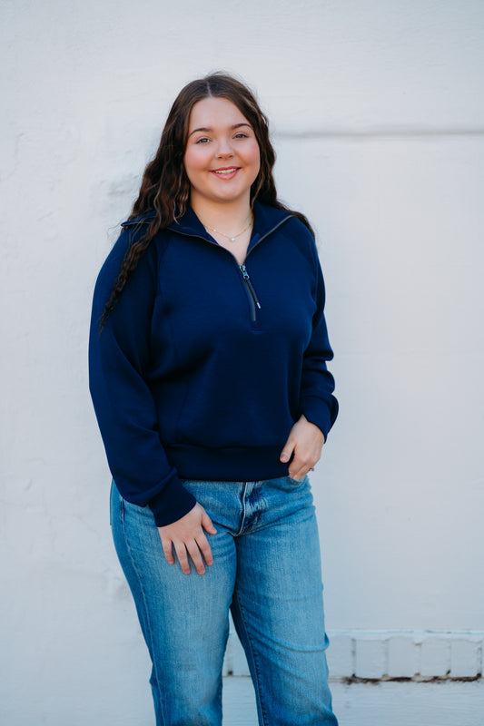 Spanx: AirEssentials Half Zip in Navy - 50346R