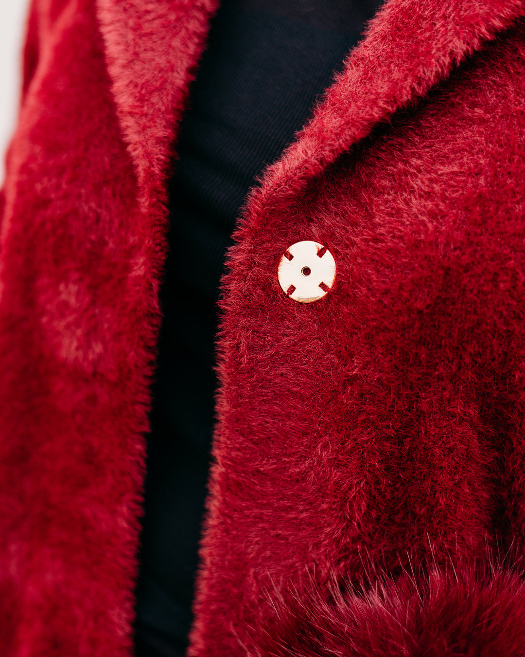 Joseph Ribkoff: Feather Yarn and Faux Fur Sweater Coat in Merlot (243923F25)