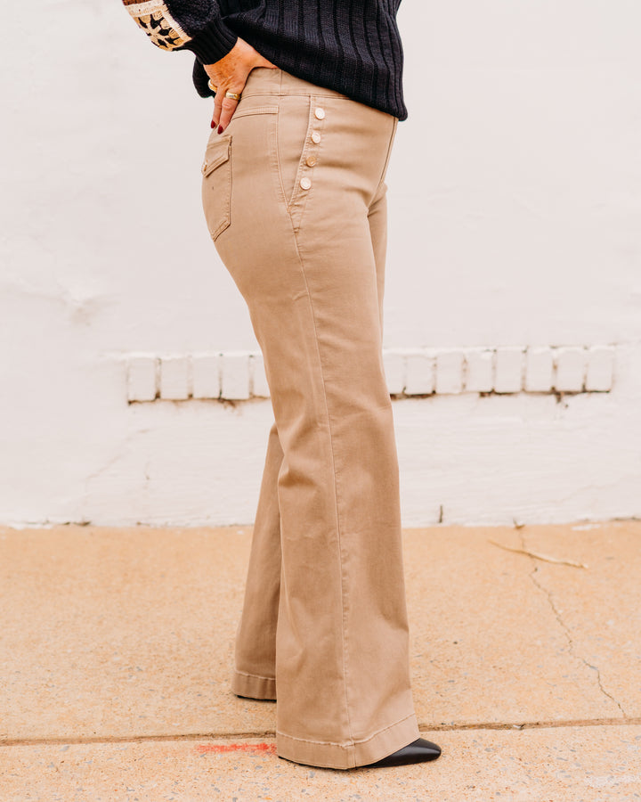 Joseph Ribkoff: Classic Wide Leg Pull-On Jeans in Fawn (254919)