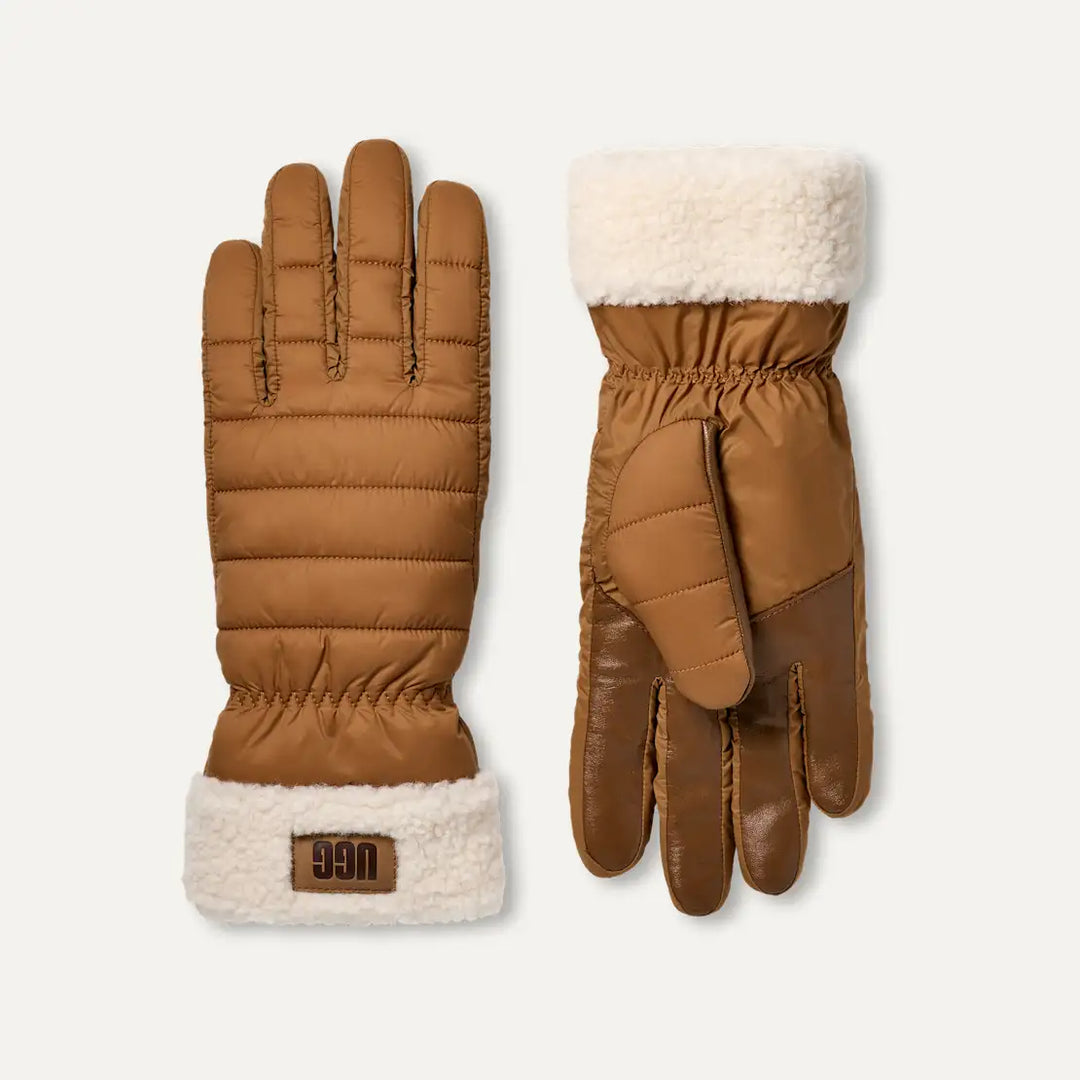 Ugg: W Aw Uggfluff Cuff Glove in Chestnut