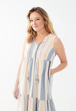 Load image into Gallery viewer, French Dressing Jeans: Baha Stripe Tiered Midi Dress 7474995

