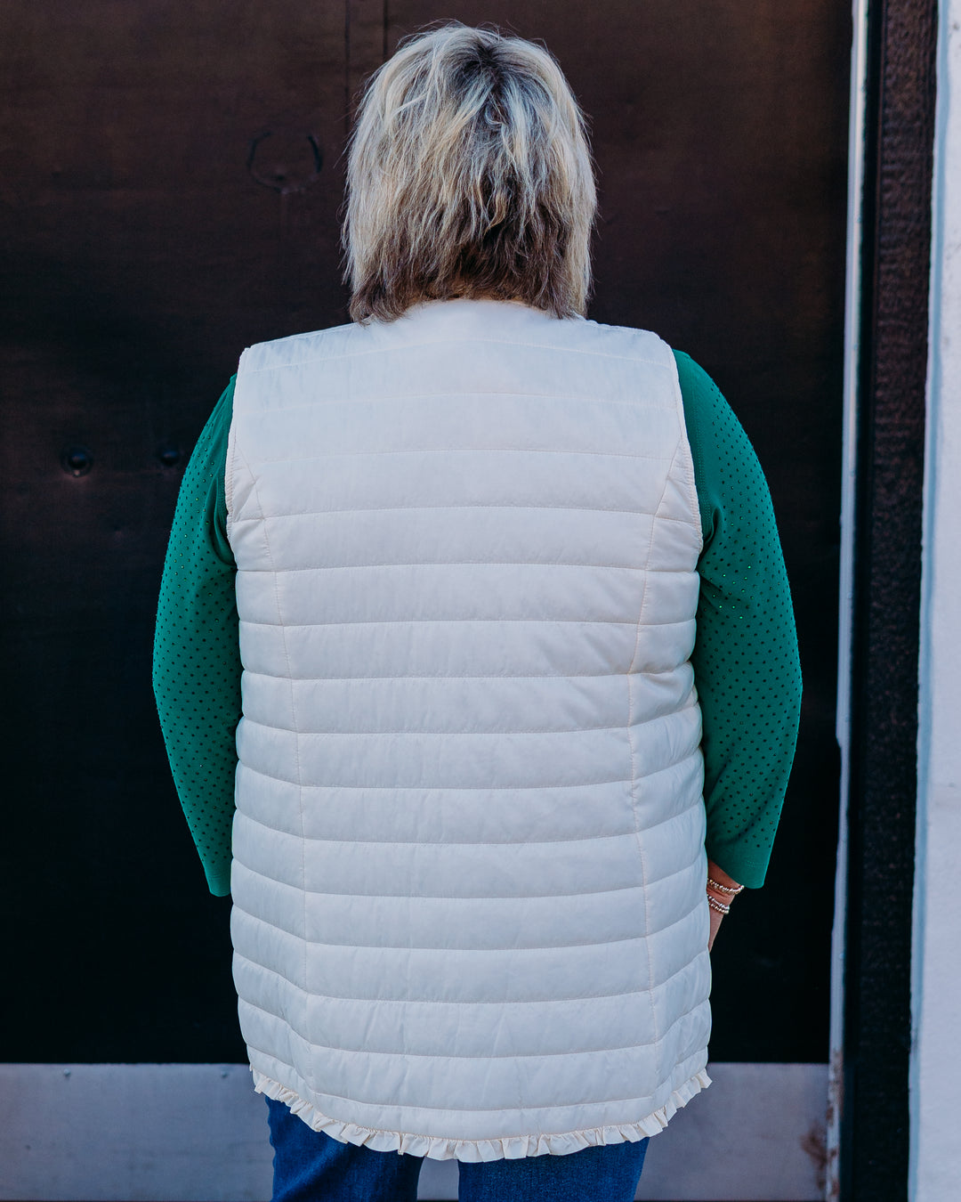 Multiples: (Merry & Bright) Zip Collar Quilted Vest in White M45606VM
