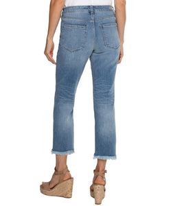 Liverpool: Kennedy Crop Straight Leg Jeans with Fray Hem in Ashmore