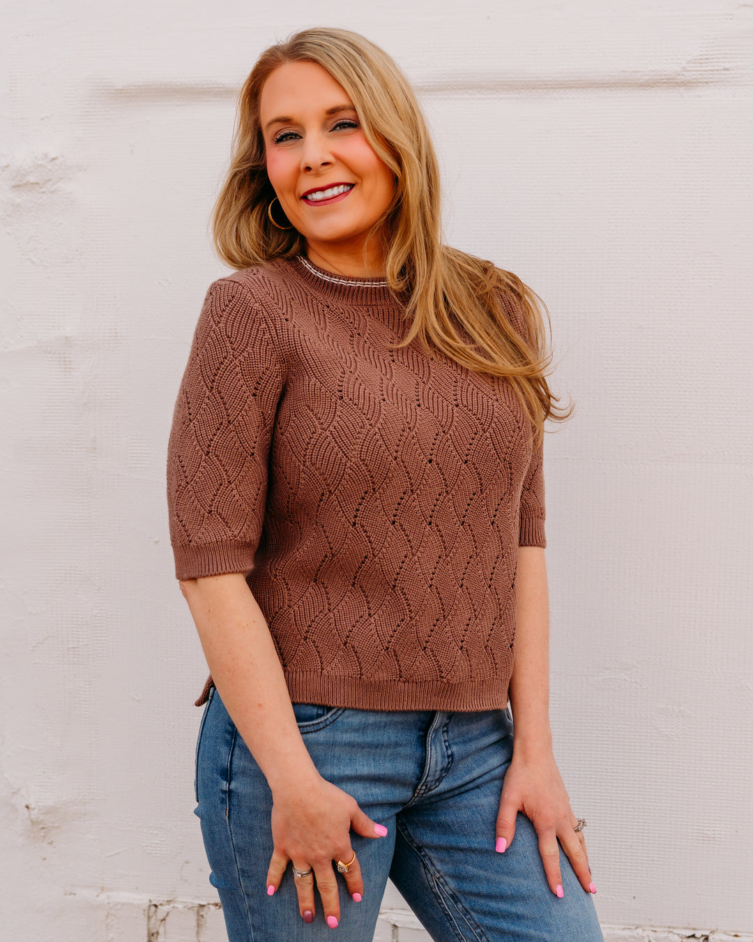 Varley: Agathe Knit Top in Brownie (VAR03189) - The Vogue Boutique